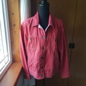 J.Jill soft red cotton linen denim jean jacket L